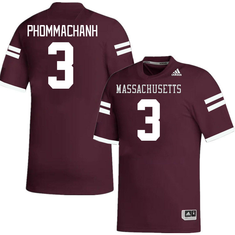 Massachusetts Minutemen #3 Taisun Phommachanh College Football Jerseys Stitched-Maroon